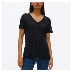 Helmut Lang V Neck Tee, Black, Size Medium